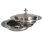 Polished Steel Communion Bread Plate Set With 1 Cover For Churches  Stackable   