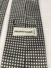 Pronto Uomo Geometric Squares Necktie Tie 100  Silk Silver Black Square