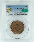 1833 Pcgs   Cac Au58 Large Cent