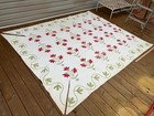 1860 s Era Antique Carolina Lily Applique Quilt Red Green And White Please Read