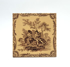 Antique Fireplace Transfer Printed Tile Mintons Watteau Series C1880 Ae1