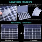 2 Pack 36 Grids Clear Plastic Organizer Box With Adjustable Dividers  Small Craf