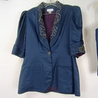 Vtg Anne French 3pc Ramie silk Skirt Suit Sz 14 Sequin lace Lapels   Inserts