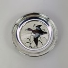 Frank M  Whiting Blue Wing Teal Duck Sterling Silver Coaster 4 25  Delano Studio