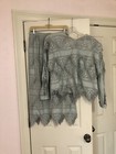 Vtg Damianou Size Medium 2pc Set Silver Metallic Crochet Lace Top Maxi Skirt