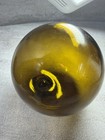 Japanese Amber Yellow Glass Fishing Float Buoy Pontil Button Hand Blown 3 1   