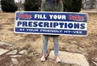 Large Vtg Drug Prescription Store Pharmacy Hy Vee Grocery Double Sided Sign