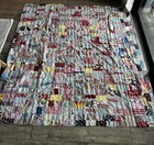 Vintage Art Square Hand Stitched Quilt Murdocks Ala Feed Sack Backing 67x77