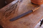 Beautiful Antique Machete Blade With Textured Stainless Steel And Wood Handle