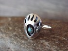 Navajo Indian Jewelry Sterling Silver Turquoise Bear Paw Ring  Size 6 - L  Pa   