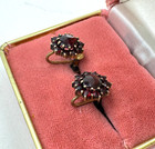 Antique Victorian Old Vintage Natural Genuine Garnets Earrings Rare Estate Find