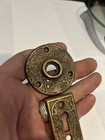 Vintage Eastlake Victorian Cast Brass Door Knob Rosette   Keyhole Escutcheon