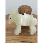 Vintage Hand Carved Onyx Donkey Figurine Banded Stone Burro Animal Sculpture