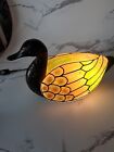 Vintage Glass   Metal Tiffany Co Style Duck Lamp Table Desk Night Light heavy