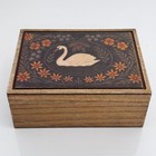 Wooden Hand Carved Swan Jewelry Box Vintage Floral Storage Decor Gift 6   Gift