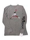 Nwt Nike Air Jordan Boy s 2 Pc Set Gray Long Sleeve   Black Active Joggers L