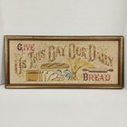 Vtg Wood Framed Cross Stitch Give Us This Day Our Daily Bread Farmhouse 23 5 