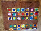 Vintage Handmade Crochet Granny Square Blanket Afghan Throw 70 X 84