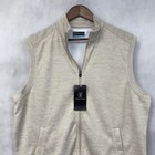 Pga Tour Golf Vest Mens Medium Khaki Heather Full Zip Performance Sporty Club