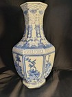Rare Octagonal Chinese Porcelain Blue And White  Vase 14 5 