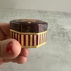 Vintage Octagonal Trinket Box Hand Painted Floral Striped Small Jewelry Case 2 