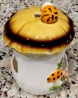 Vintage Sears Merry Mushroom Ceramic Bird Feeder Hanging Planter 1970s