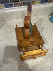 Vintage Wooden Rooster Bird Sewing Caddy Holder Thread Pins Drawer