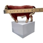 Vintage Hereford Bull Style Cow Figurine Farmhouse Rustic Decor Red White