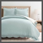 Lush D  cor 3pc Full queen Coastal Chic Scallop Edge Duvet Set Blue white  Cotton