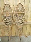 Vintage Great Very Old Snowshoes 47  Long X 14  Leather Bindings Snow Shoes