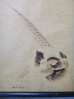 Old Vintage Chinese   Japanese Silk Pheasant Bird Painting Signed S c  Hung