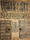 Vintage Brass Hardware Chinese Manner 14 Pcs Hinges Corner Mountings Back Plates