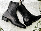 Antique Edwardian 1900-1910 Mens Black Leather Heels Boots Excellent Cond 
