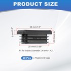 1 5x1 Inch Plastic Tubing End Caps  20 Pcs Rectangular Hole Plug Insert  Black