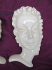 Pair Vintage Mid Century Ceramic Womans Face Wall Plaques  Japan 9 