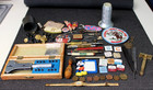 Vintage Junk Drawer Lot Collectibles Razors Watch Parts Coins Keys