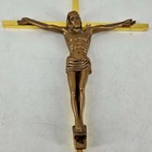 Vintage Brass Crucifix Cross Jesus Christ Wall Hanging Engraved Inri Religion