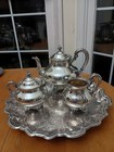 Ornate Reed   Barton Regent Silverplate Tea Set W  Coordinating Tray
