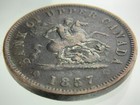 1857 Bank Of Upper Canada One Penny Km  Tn3 Circulated Token Gg577