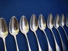 Set Of 9 Finless Fiddle Coin Silver Teaspoons-marked N k-maker Unknown
