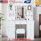 Vanity Set With Led Lighted Mirror Makeup Dressing Table Dresser Desk And Stool