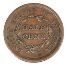 1854 Braided Hair Half Cent  Au - Smh-2721