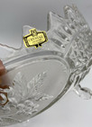 Vintage Zajecar 24  Lead Crystal Footed Sawtooth Fruit Bowl 8 5  Yugoslavia