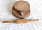 Antique Primitive Handmade Bread Baker Wooden Rolling Pin Wooden 2 Boards Wn212