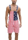 Mens Overalls Denim Bib Shorts Romper Adjustable Strap 3x-large American Flag