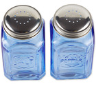 Retro Glass Salt And Pepper Shaker Set With Stainless Steel Lids 8 Oz