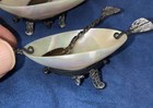 Set Of 3 Antique Mother Of Pearl Master Salt Dips With Matching Serving Spoons