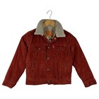 Levis Jacket Kids 7 Regular Corduroy Sherpa Lined Trucker Snap Up Rust Orange