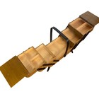 Vintage Wood Sewing Box Accordian Expandable Footed Storage Mcm Retro Grandma