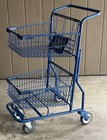 Clean Small Size Blue Painted Steel 2-basket Shopping Cart - Local  Pickup Only